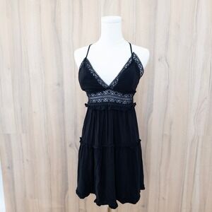 Y2K‎ Charlotte Russe Crochet Lace Babydoll Mini Dress Size S Boho Fairy Grunge